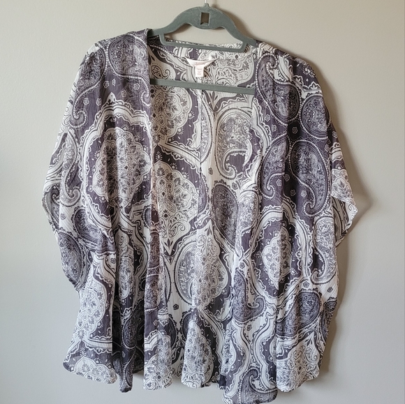 Sun and shadow paisley chiffon coverup - Picture 1 of 7